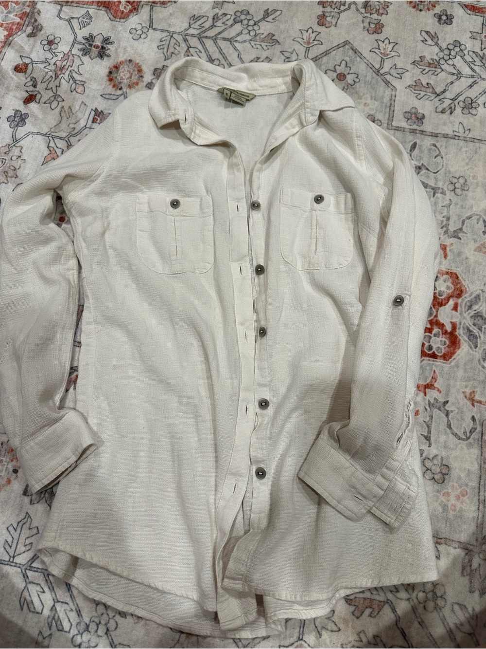 Royal Robbins White Button-Down Shirt
